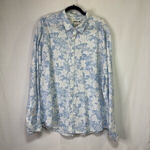 🦔 trunks surf and swim company, cotton linen blend long sleeve floral shirt